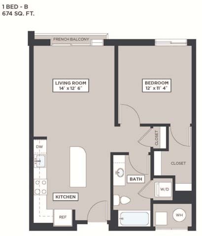 1 Bed - B floor plan