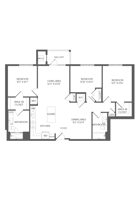 3 Bed/2 Bath-C2 floor plan