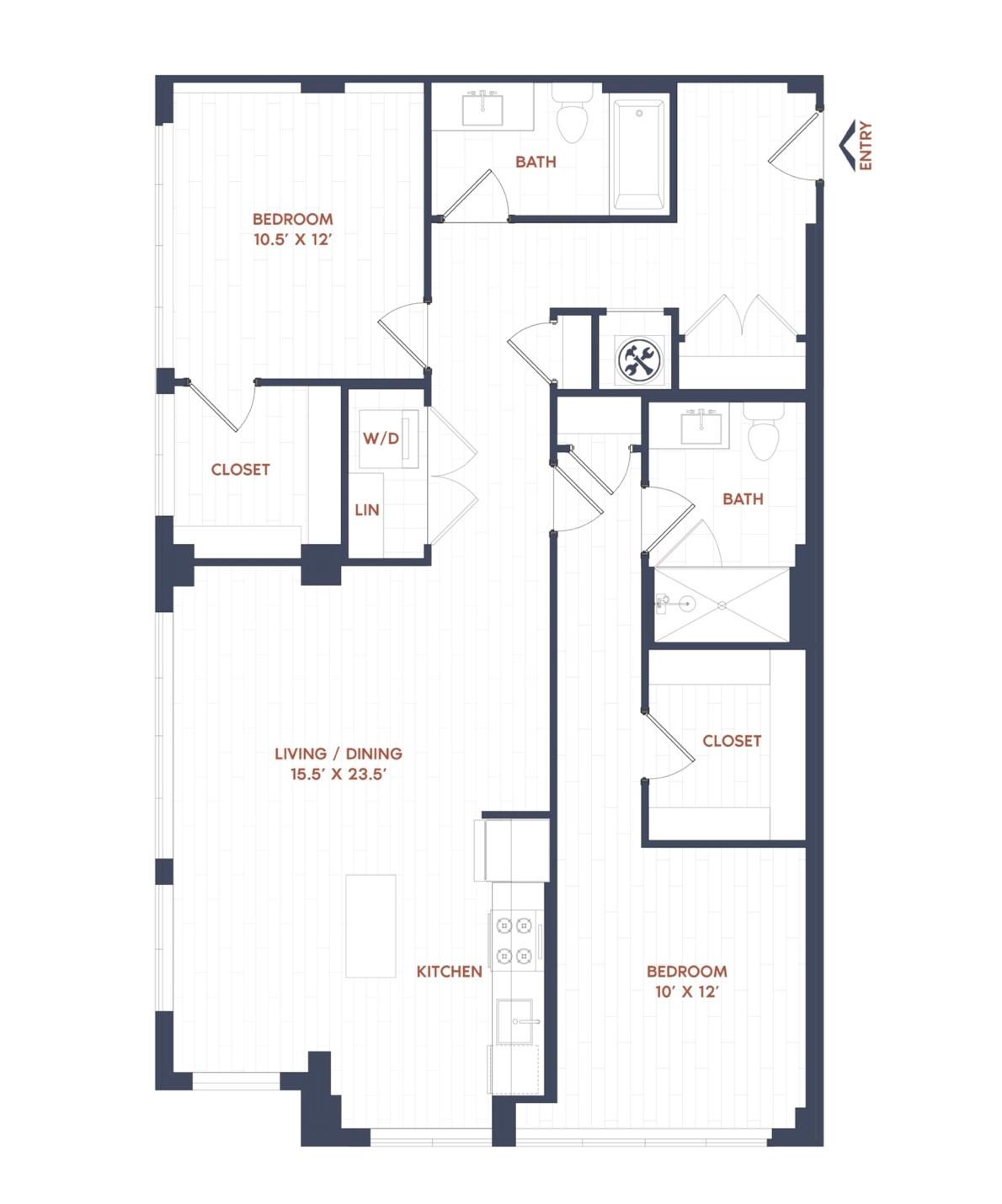 2 Bed/2 Bath-B12 floor plan