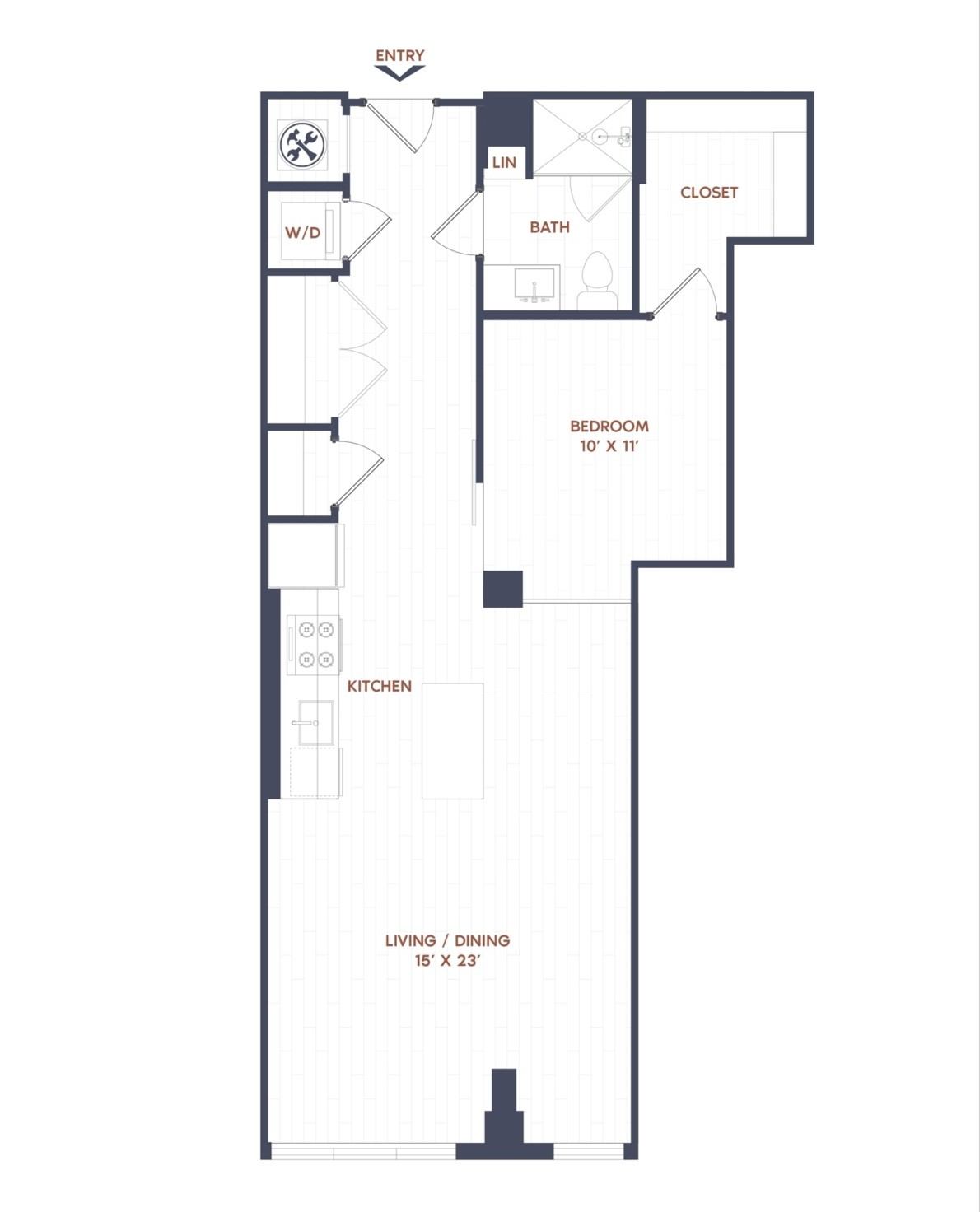 1 Bed/1 Bath-A14 floor plan