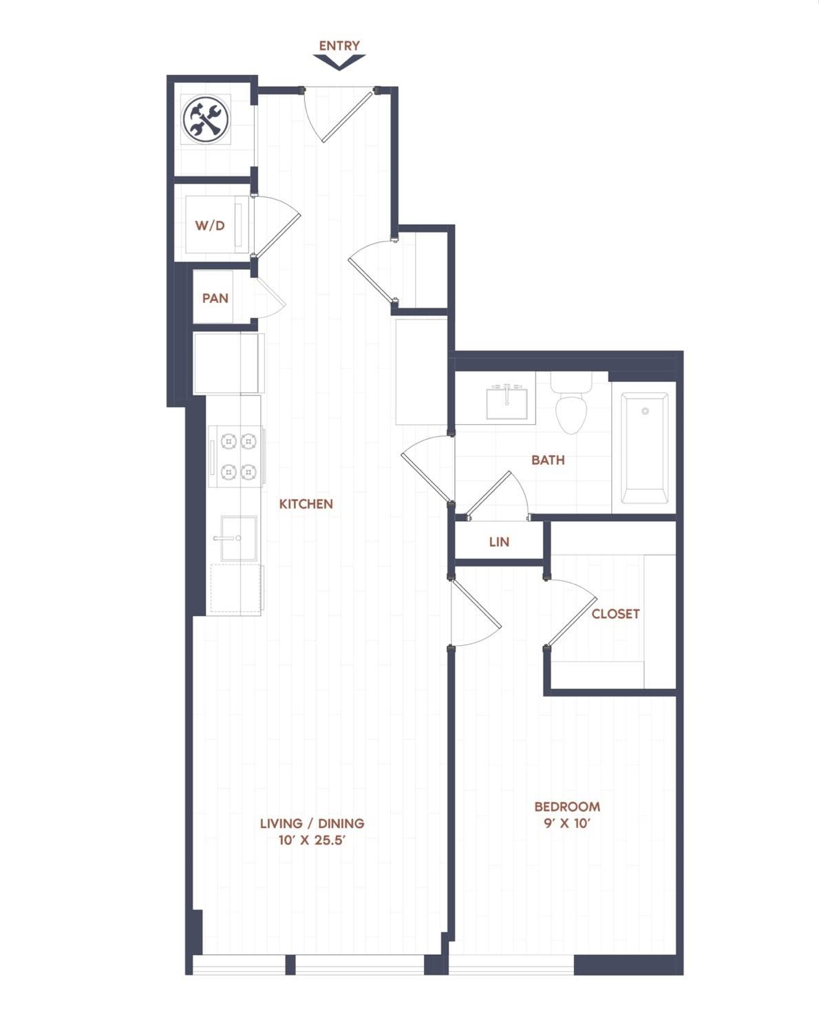 1 Bed/1 Bath-A03 floor plan