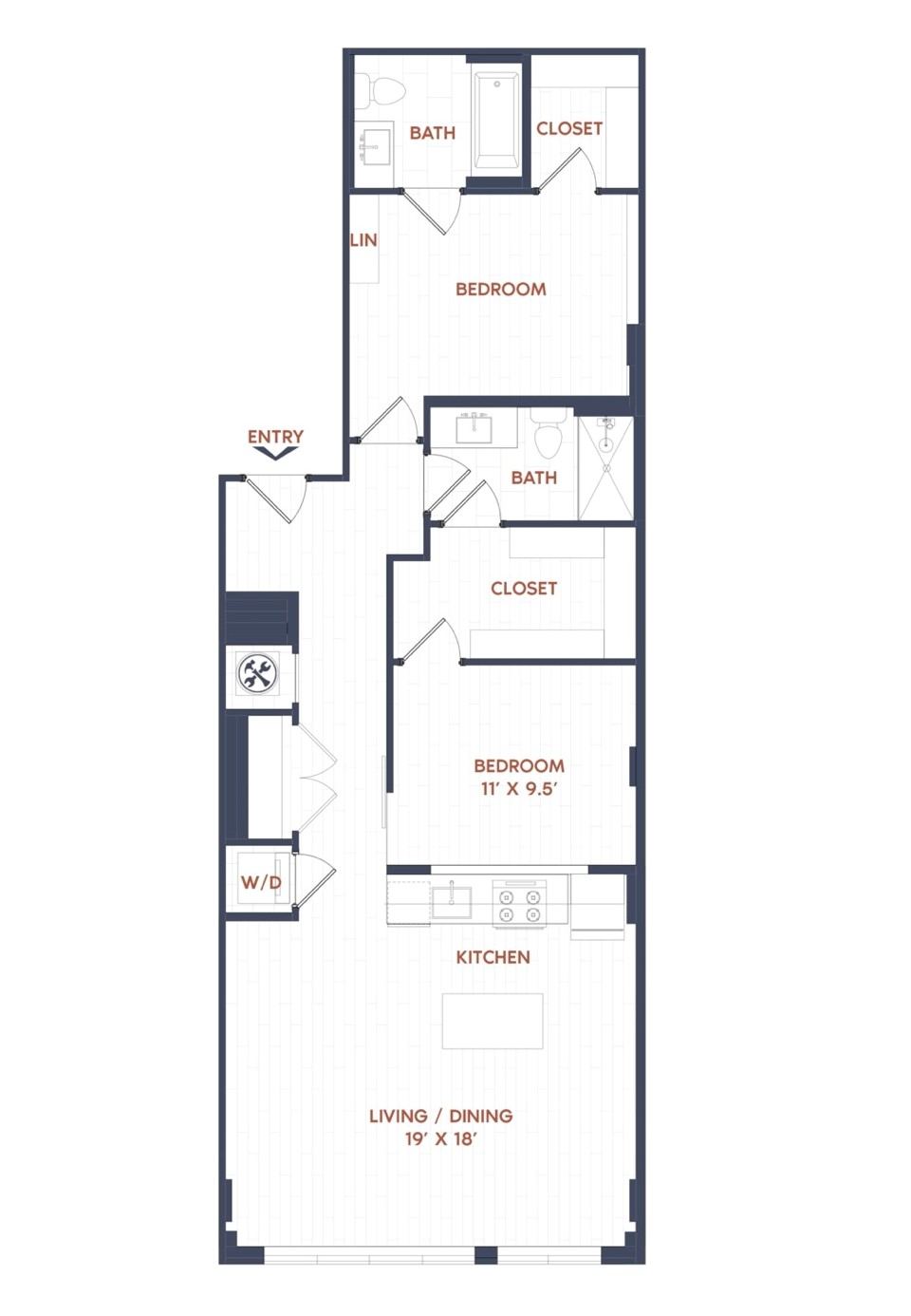 2 Bed/2 Bath-B07 floor plan