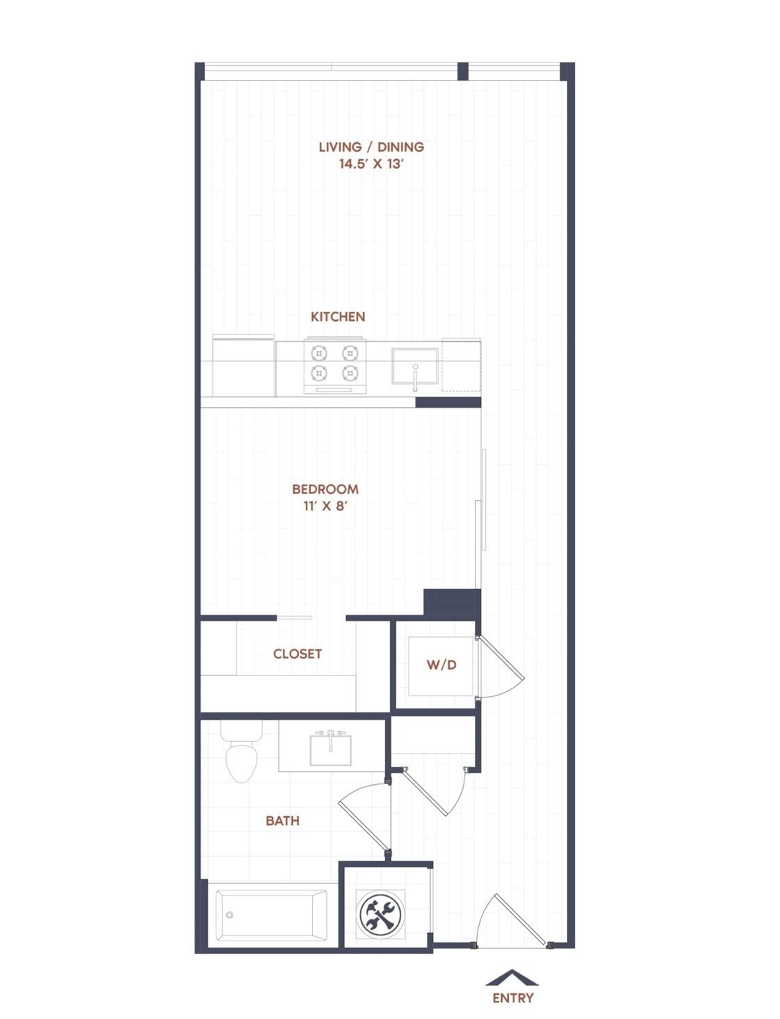 1 Bed/1 Bath-A01 floor plan