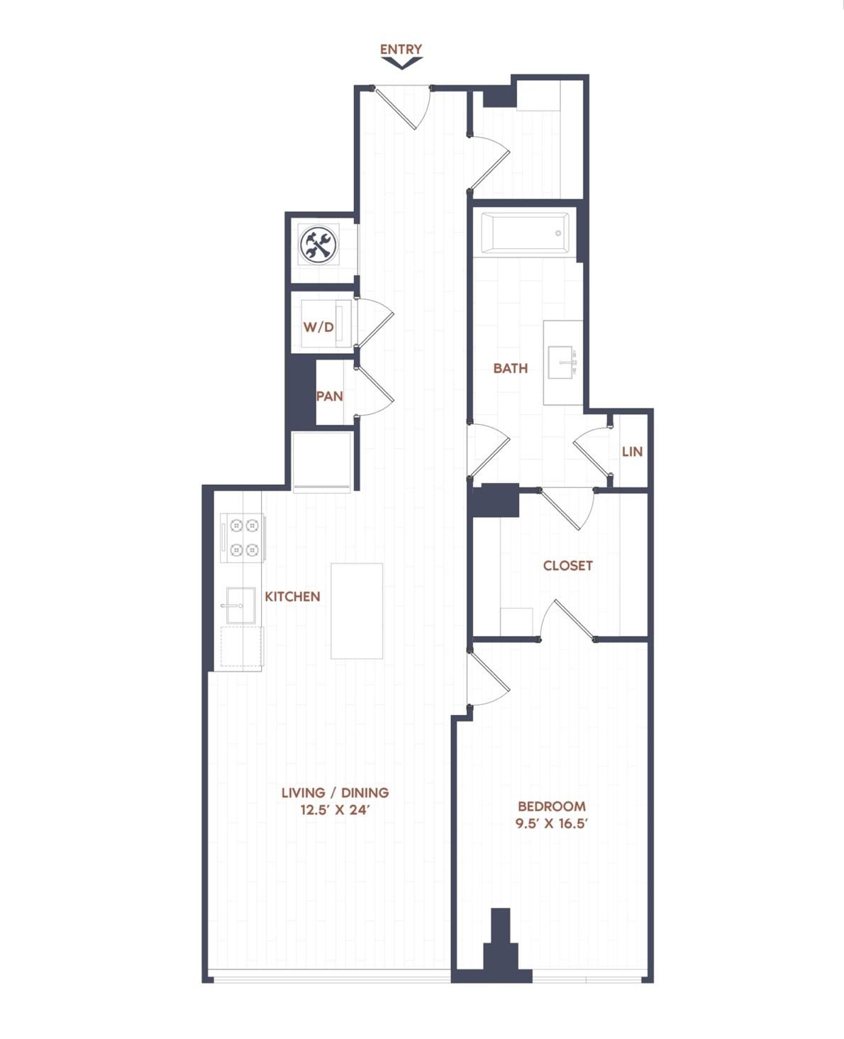 1 Bed/1 Bath-A17 floor plan