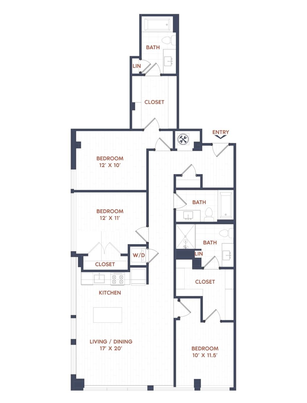 3 Bed/2 Bath-C02 floor plan