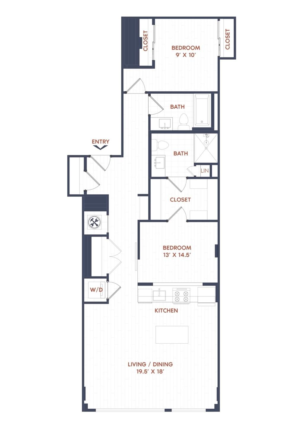 2 Bed/2 Bath-B08 floor plan
