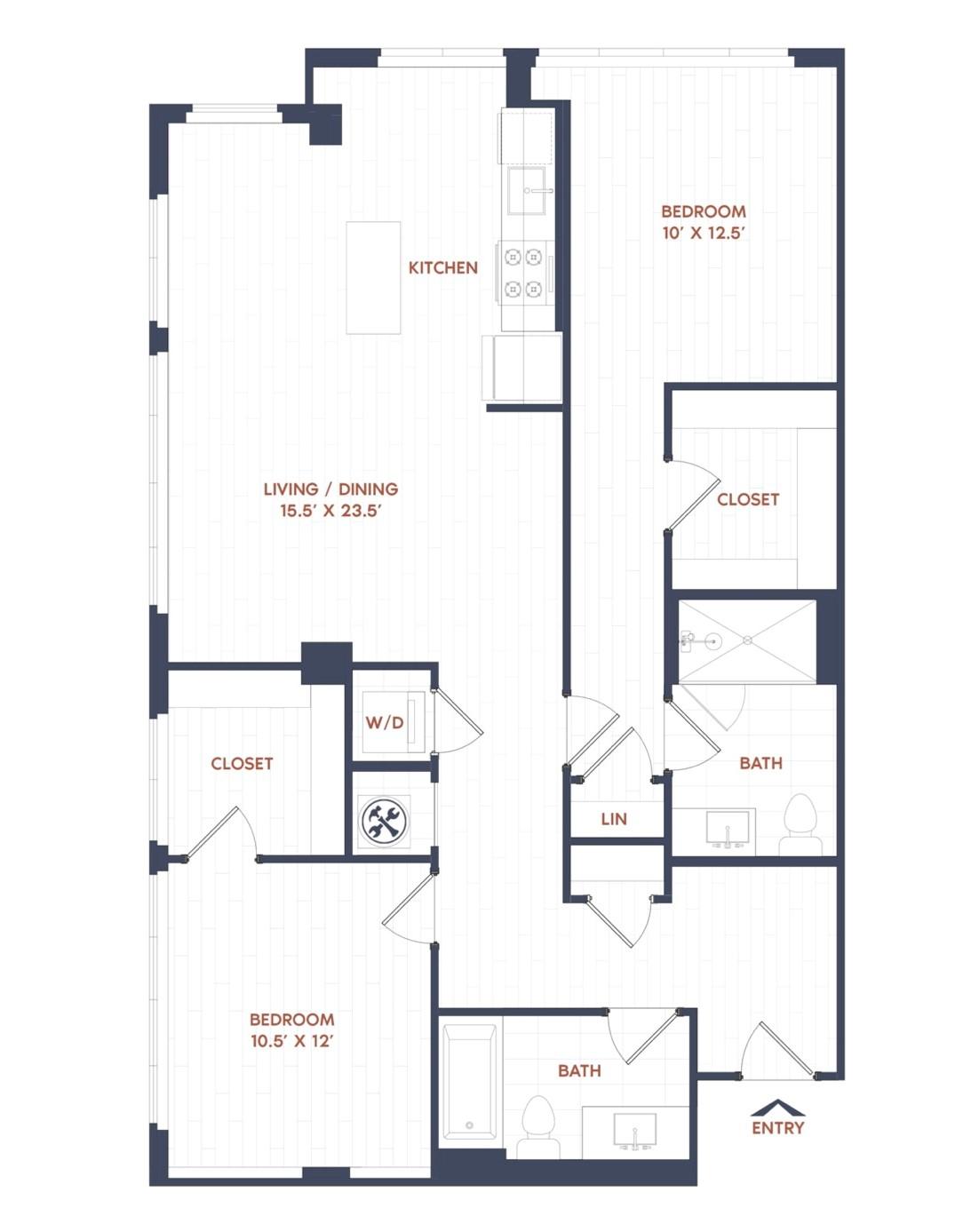 2 Bed/2 Bath-B11 floor plan