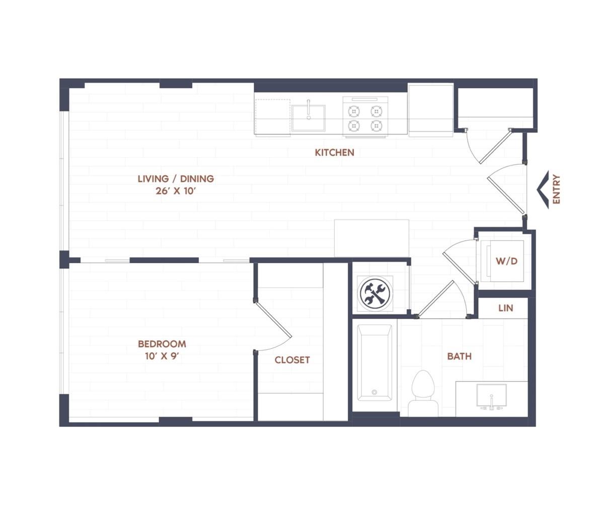1 Bed/1 Bath-A02 floor plan