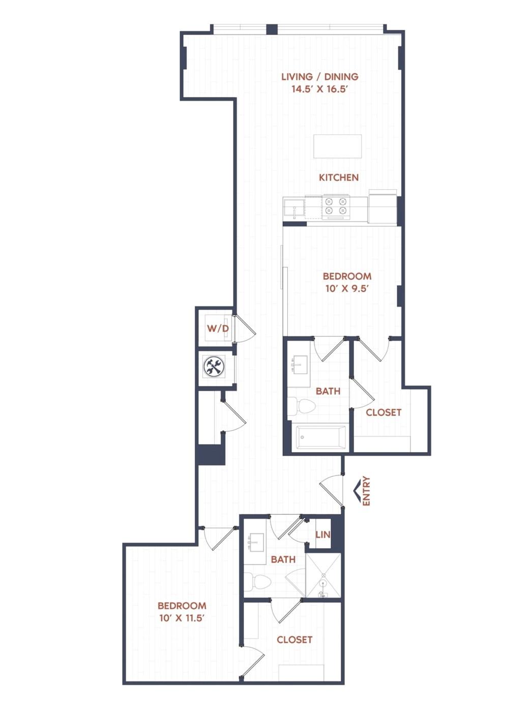 2 Bed/2 Bath-B05 floor plan