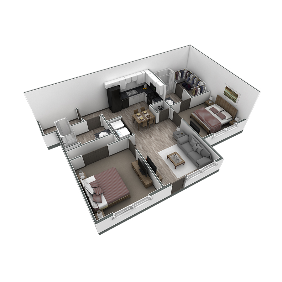 2-2 BR Horizon Courtyard floor plan