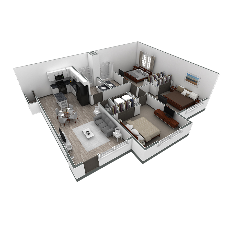 3-2 BR Horizon Courtyard floor plan