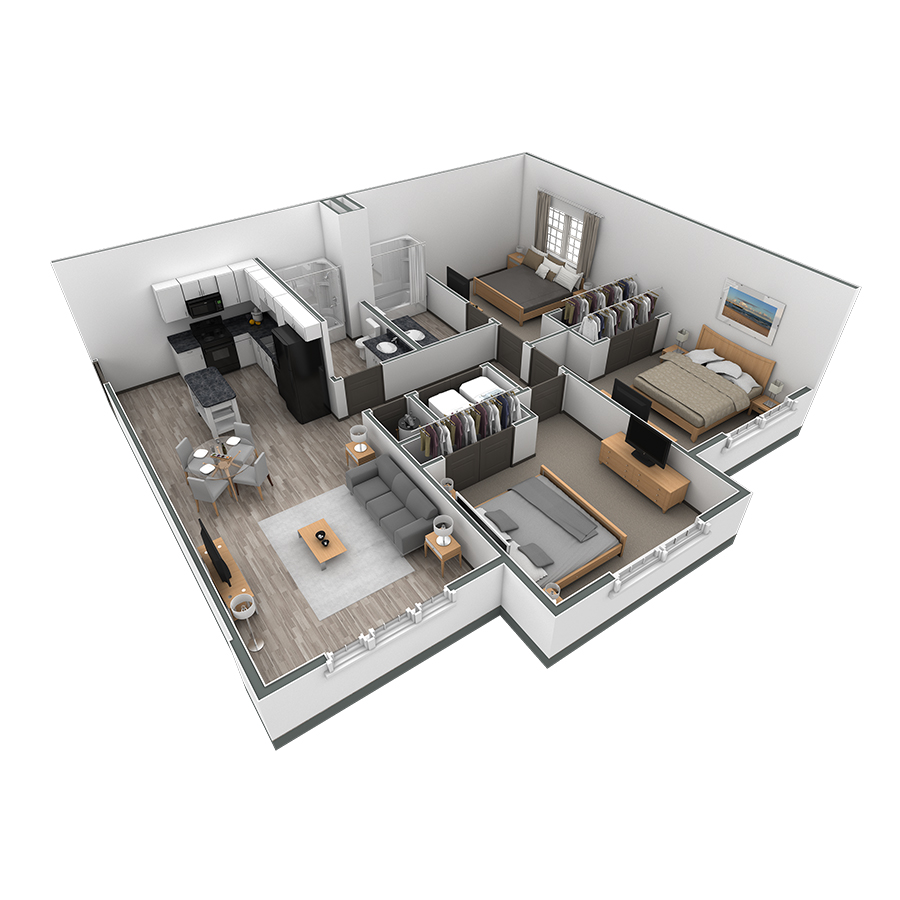 3-2 BR Horizon Overlook floor plan