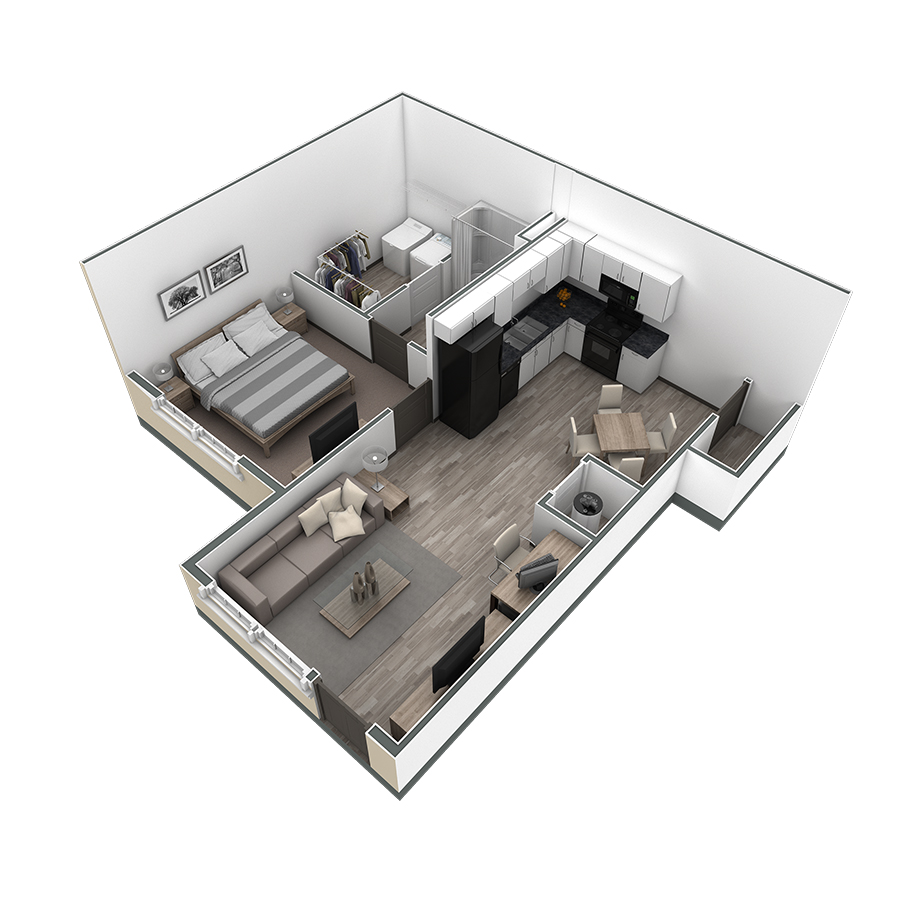 1 BR Horizon Courtyard floor plan