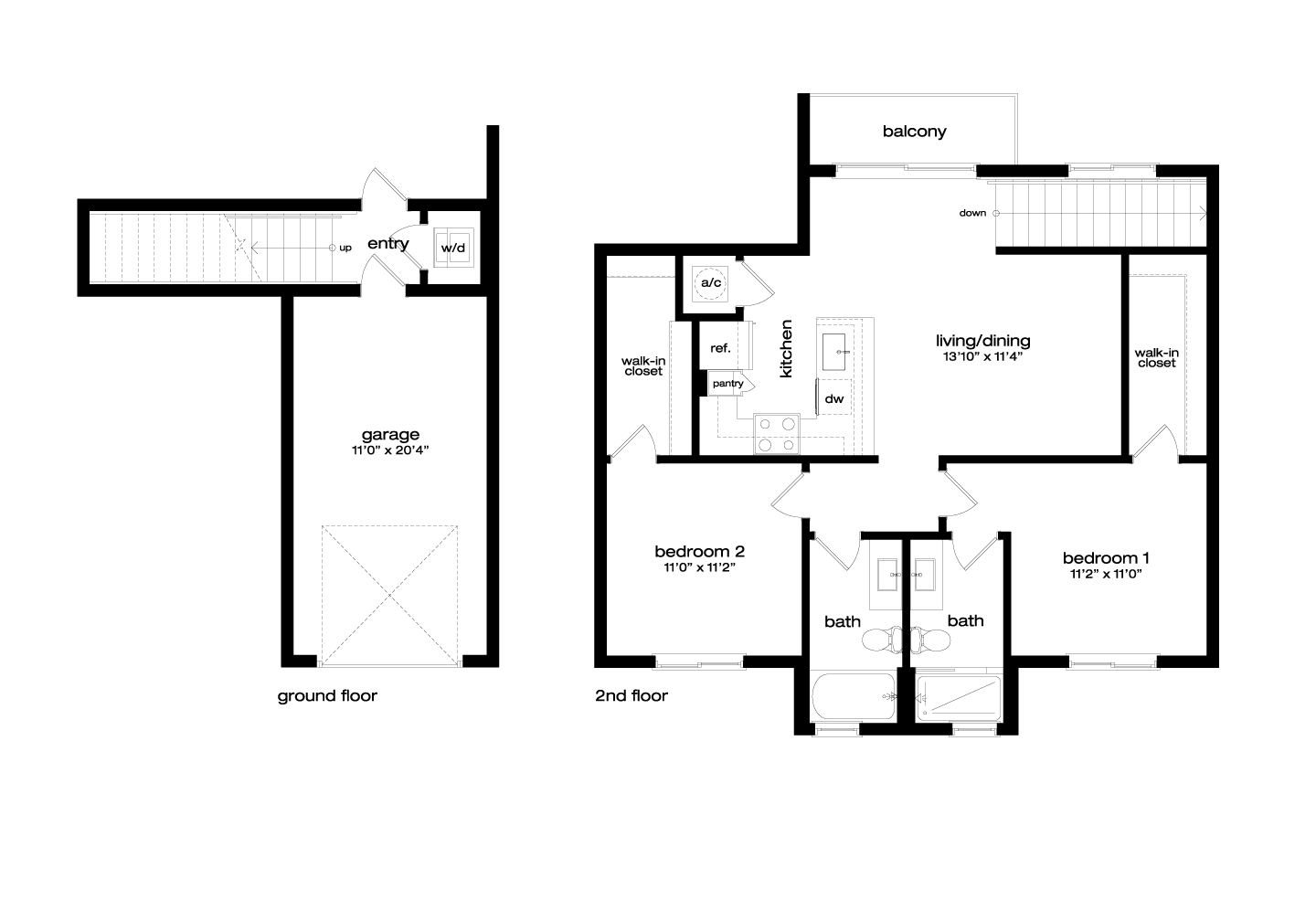 2 Bed/2 Bath Carriage Home-CH3 floor plan