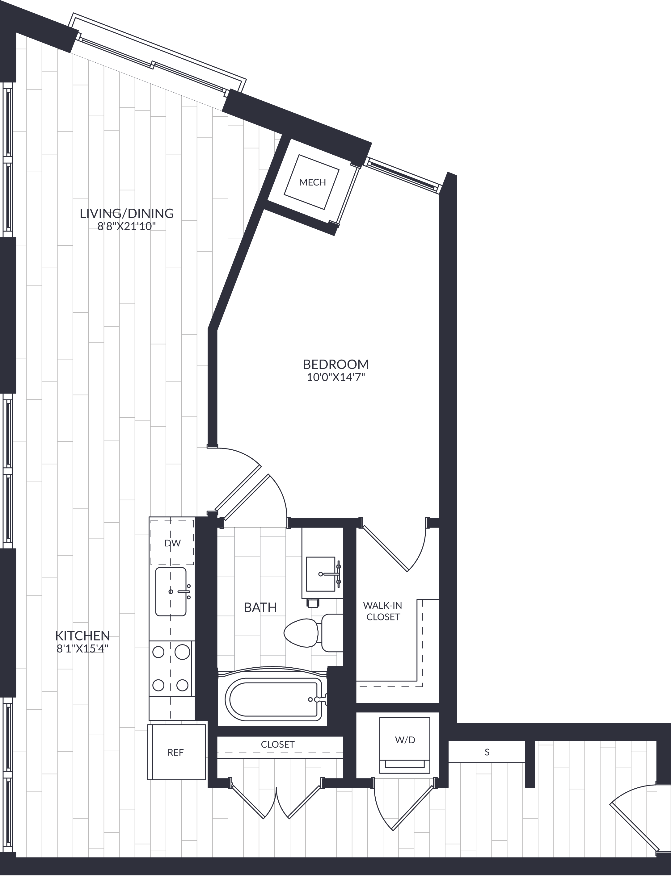1 Bed/1 Bath-A2-21 floor plan