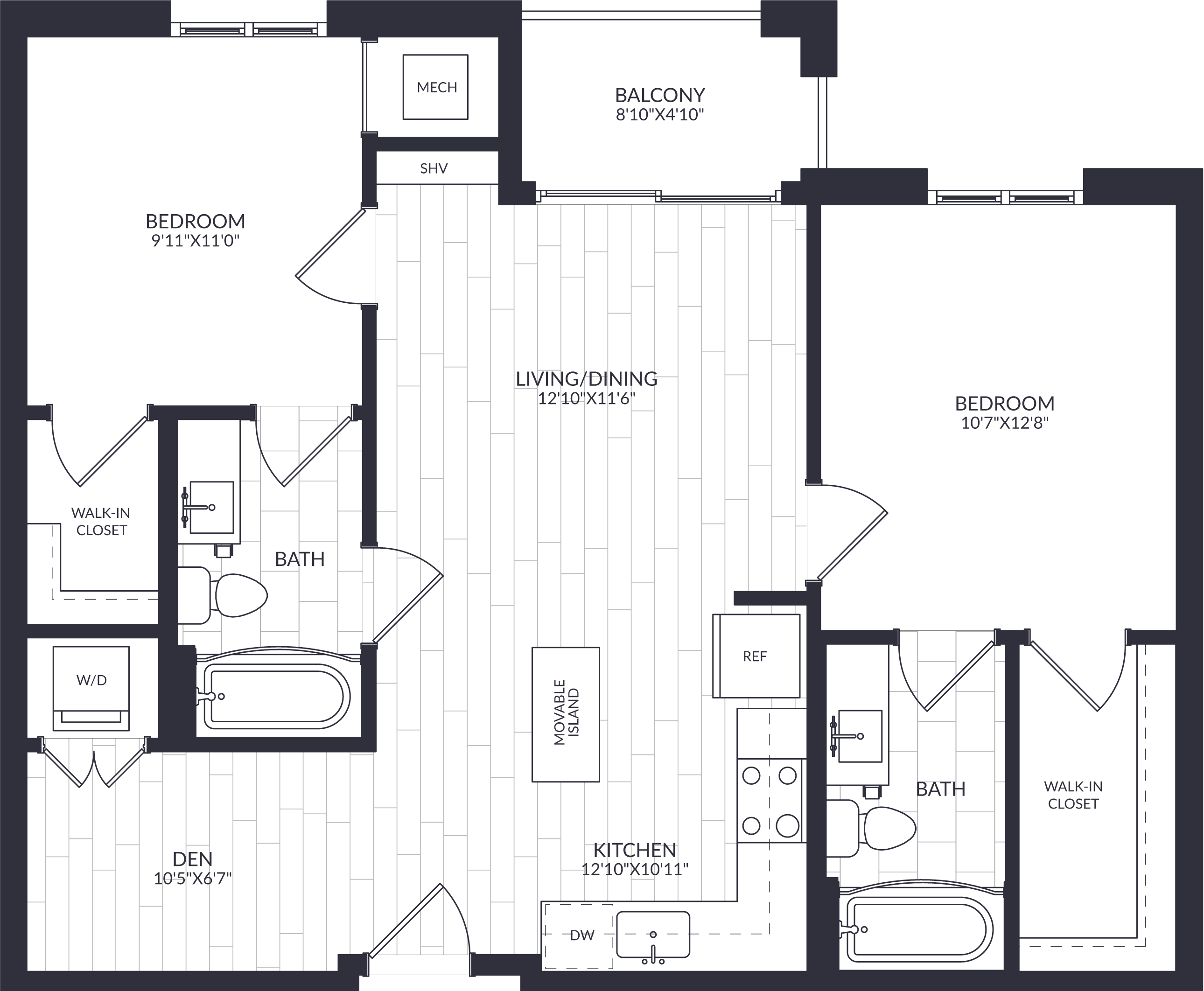 2 Bed/2 Bath Den-B2-3 floor plan