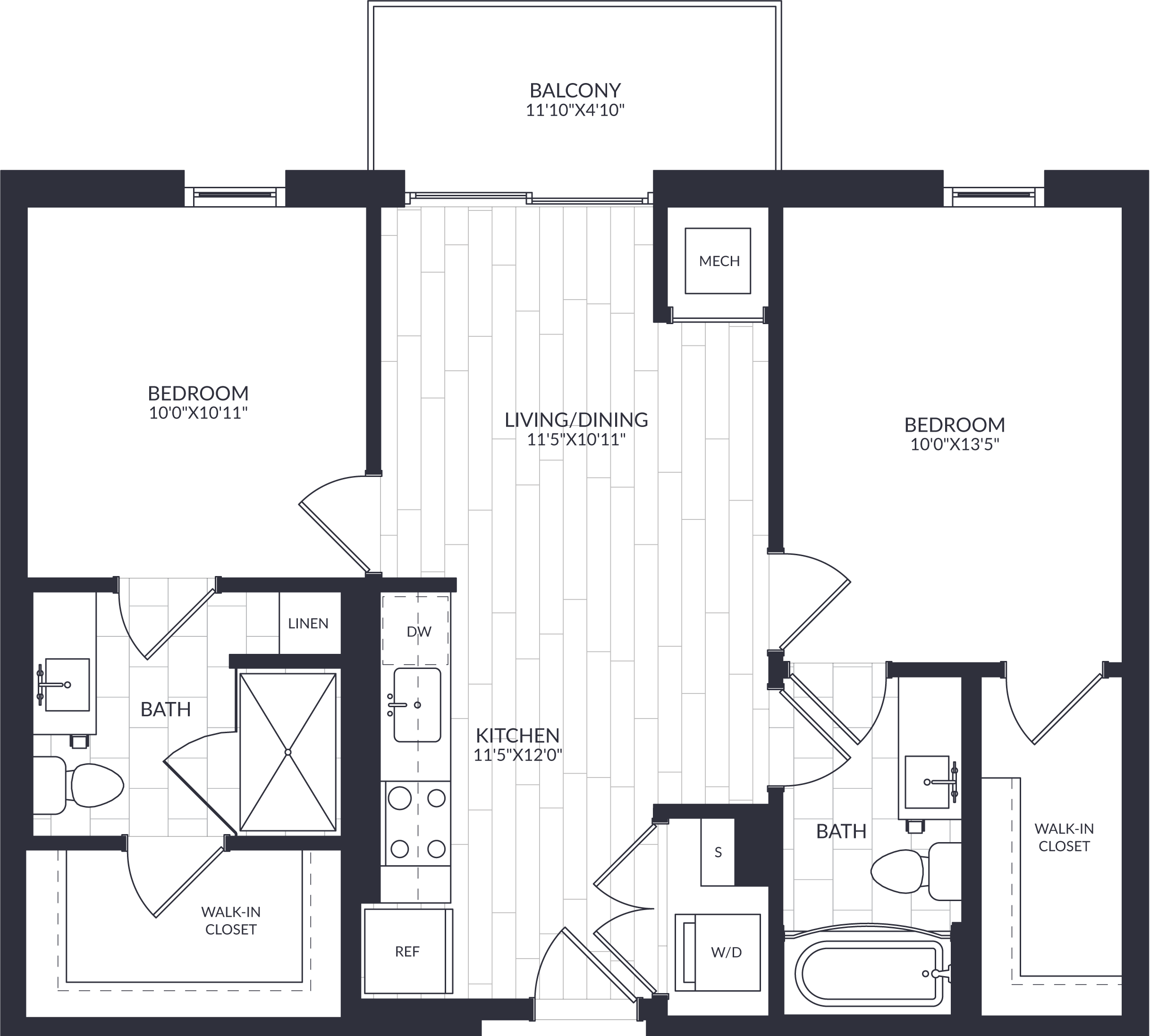2 Bed/2 Bath-B2-0E floor plan