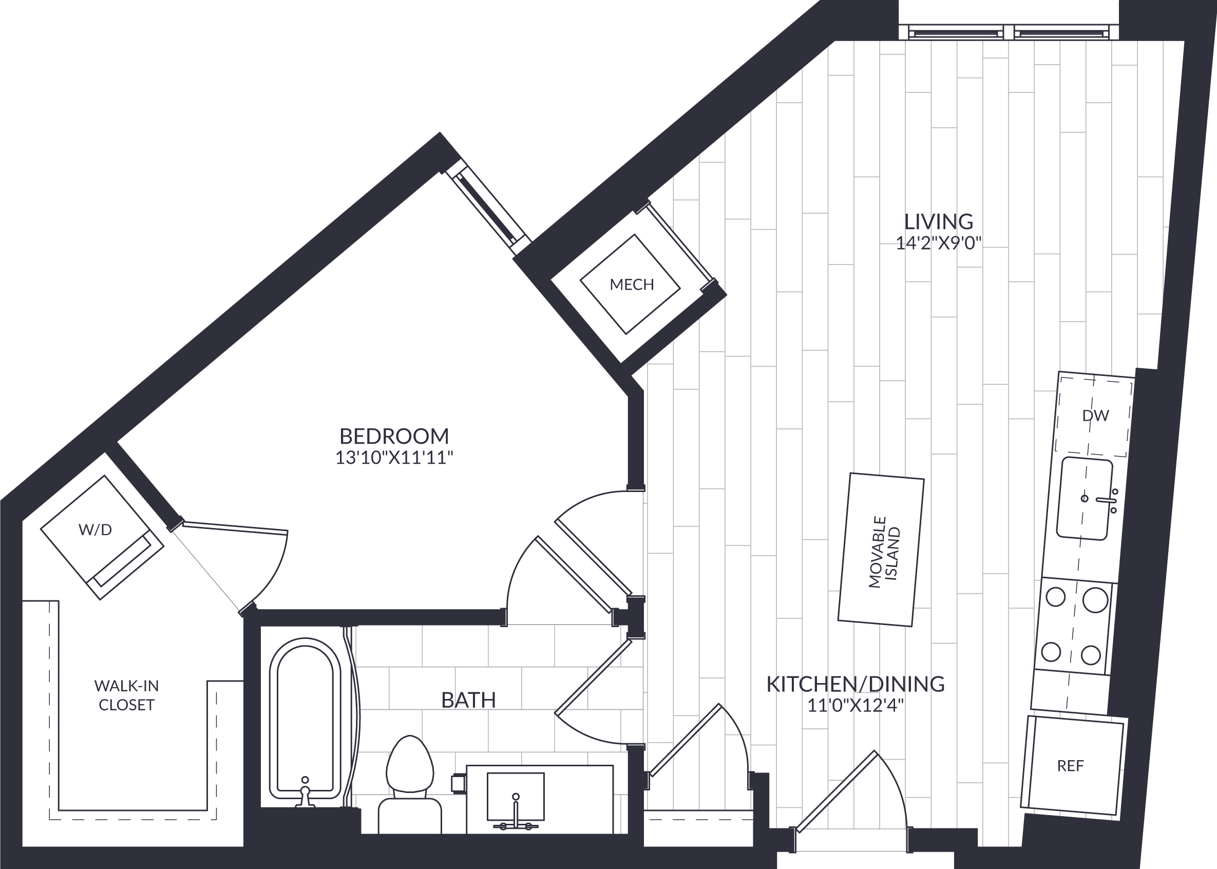 1 Bed/1 Bath-A1-4-1 floor plan