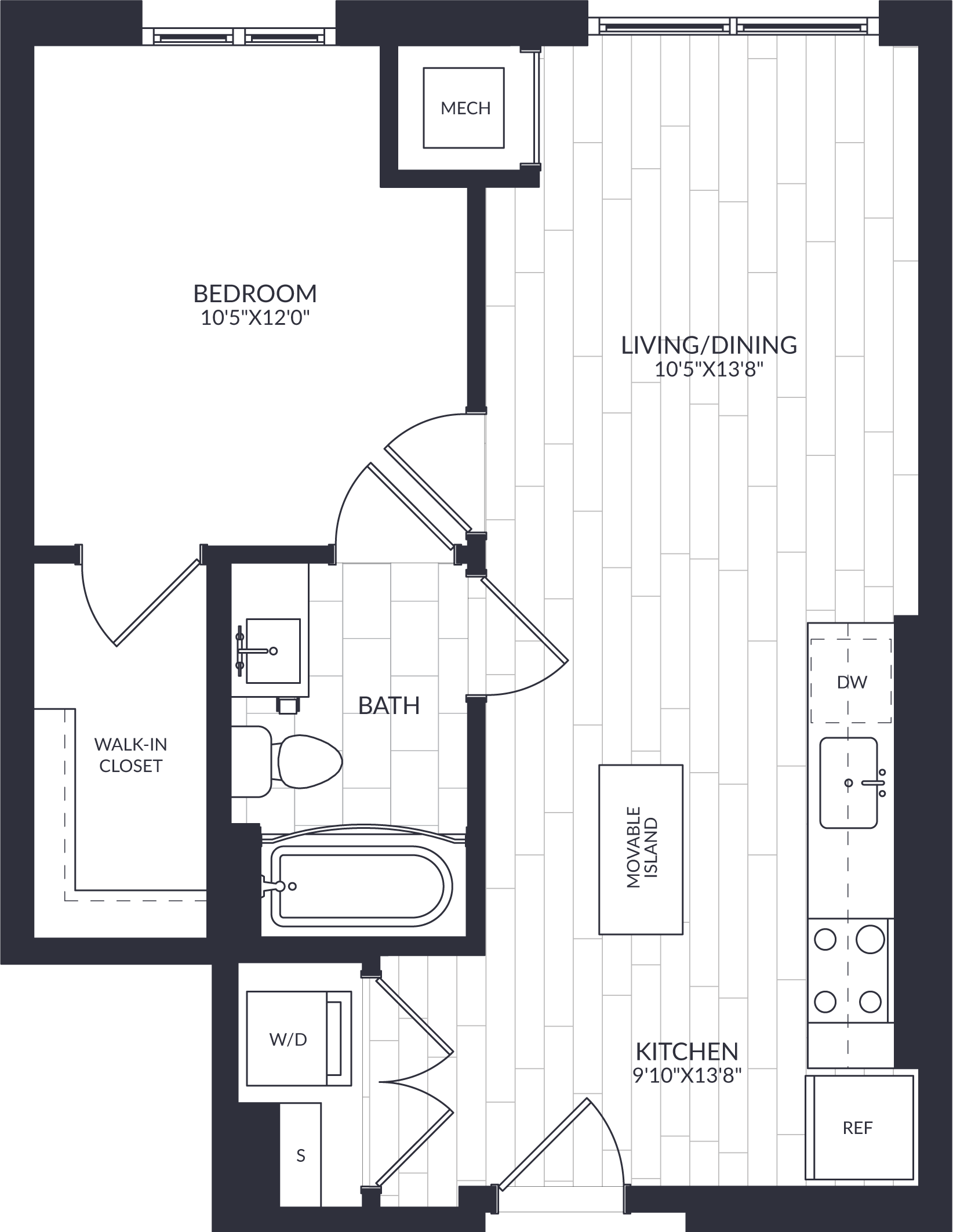 1 Bed/1 Bath-A1-17A floor plan