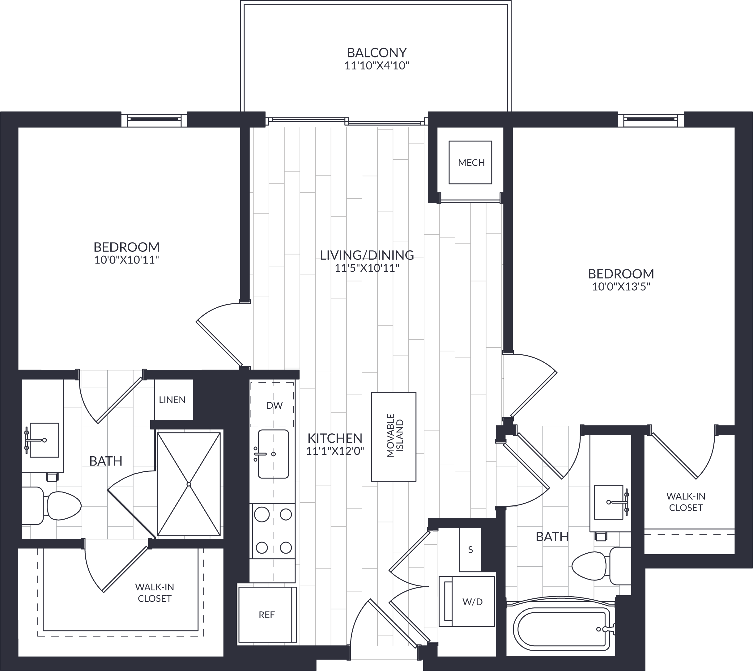 2 Bed/2 Bath-B2-0A floor plan