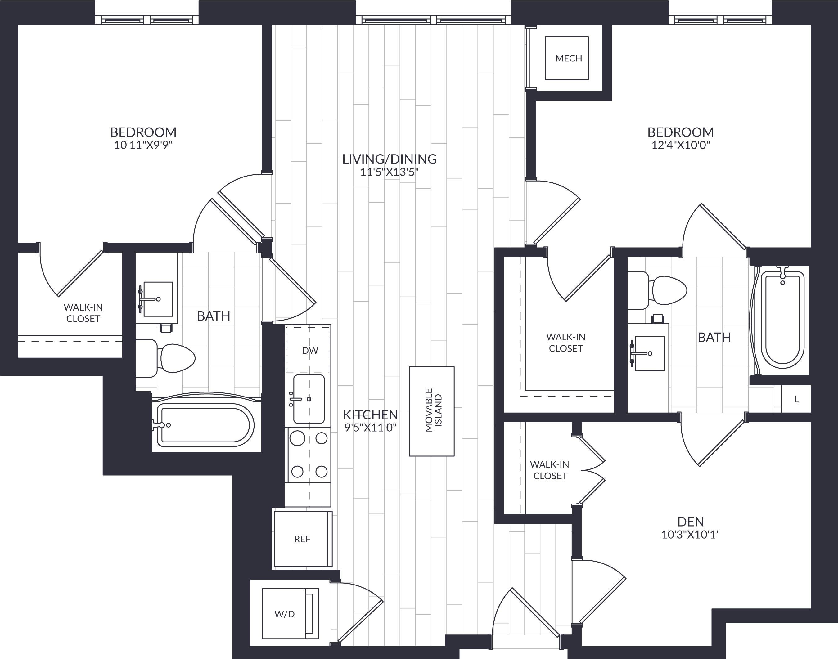 2 Bed/2 Bath Den-B3-0 floor plan