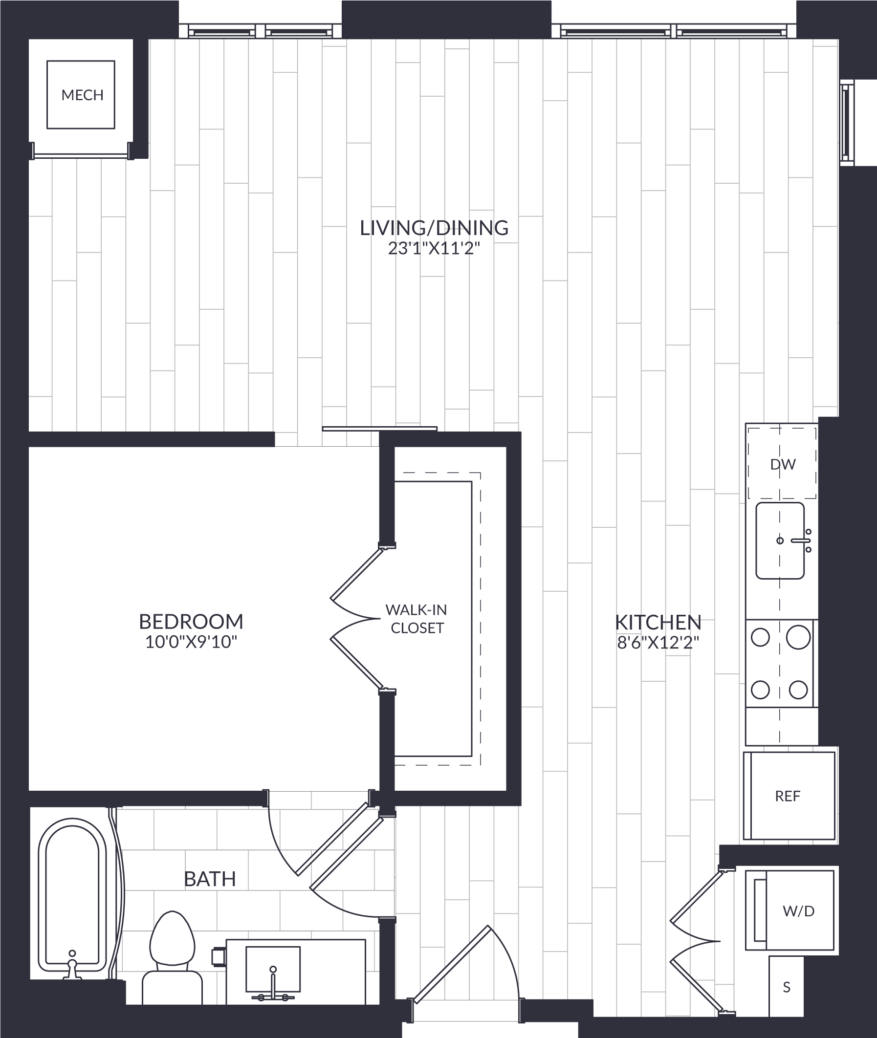 1 Bed/1 Bath-A1-15B floor plan
