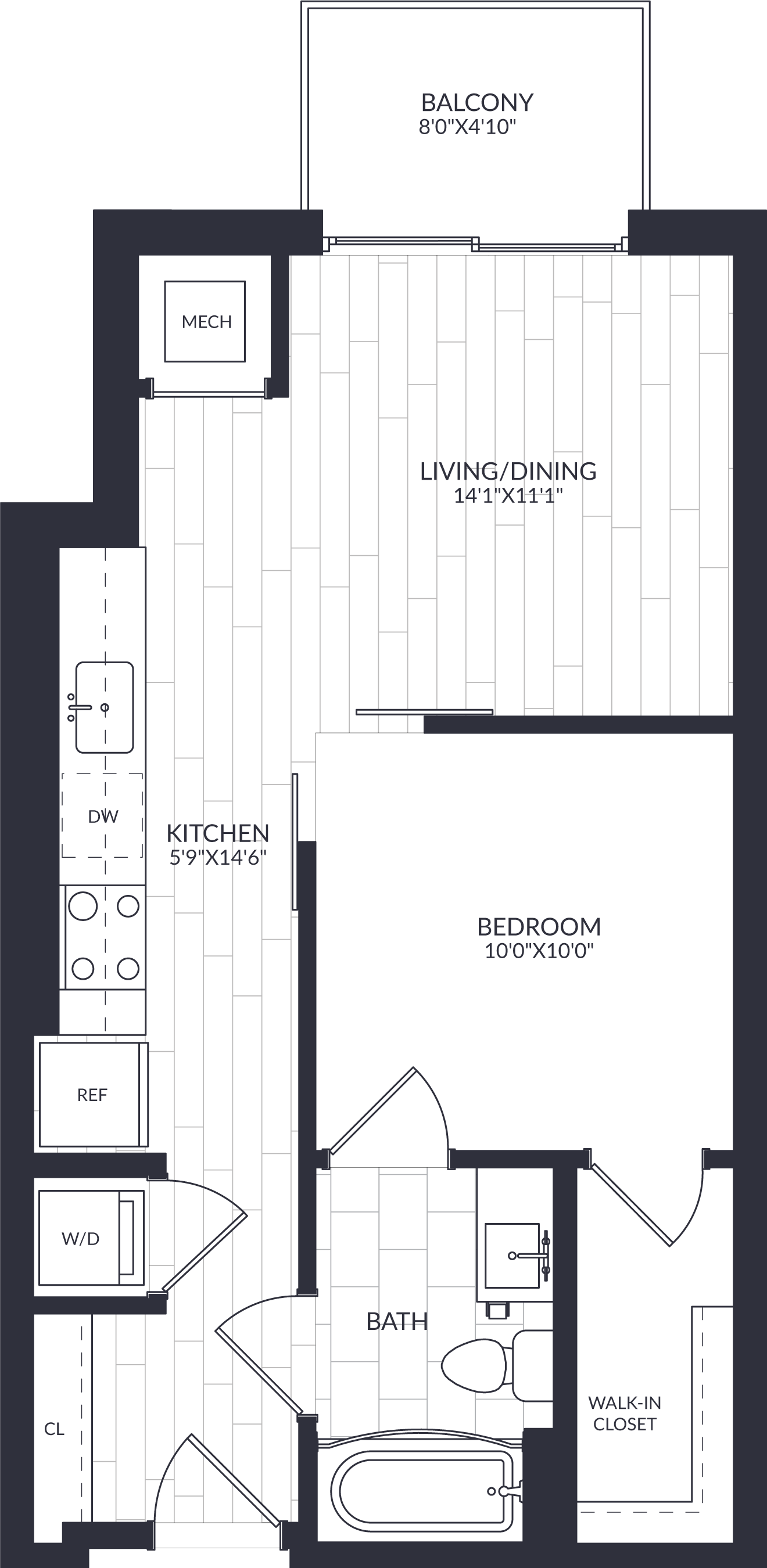 1 Bed/1 Bath-A1-4B floor plan