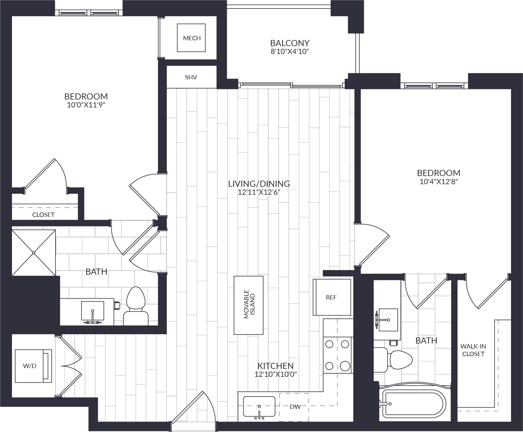 2 Bed/2 Bath-B2-3A-ANSI floor plan