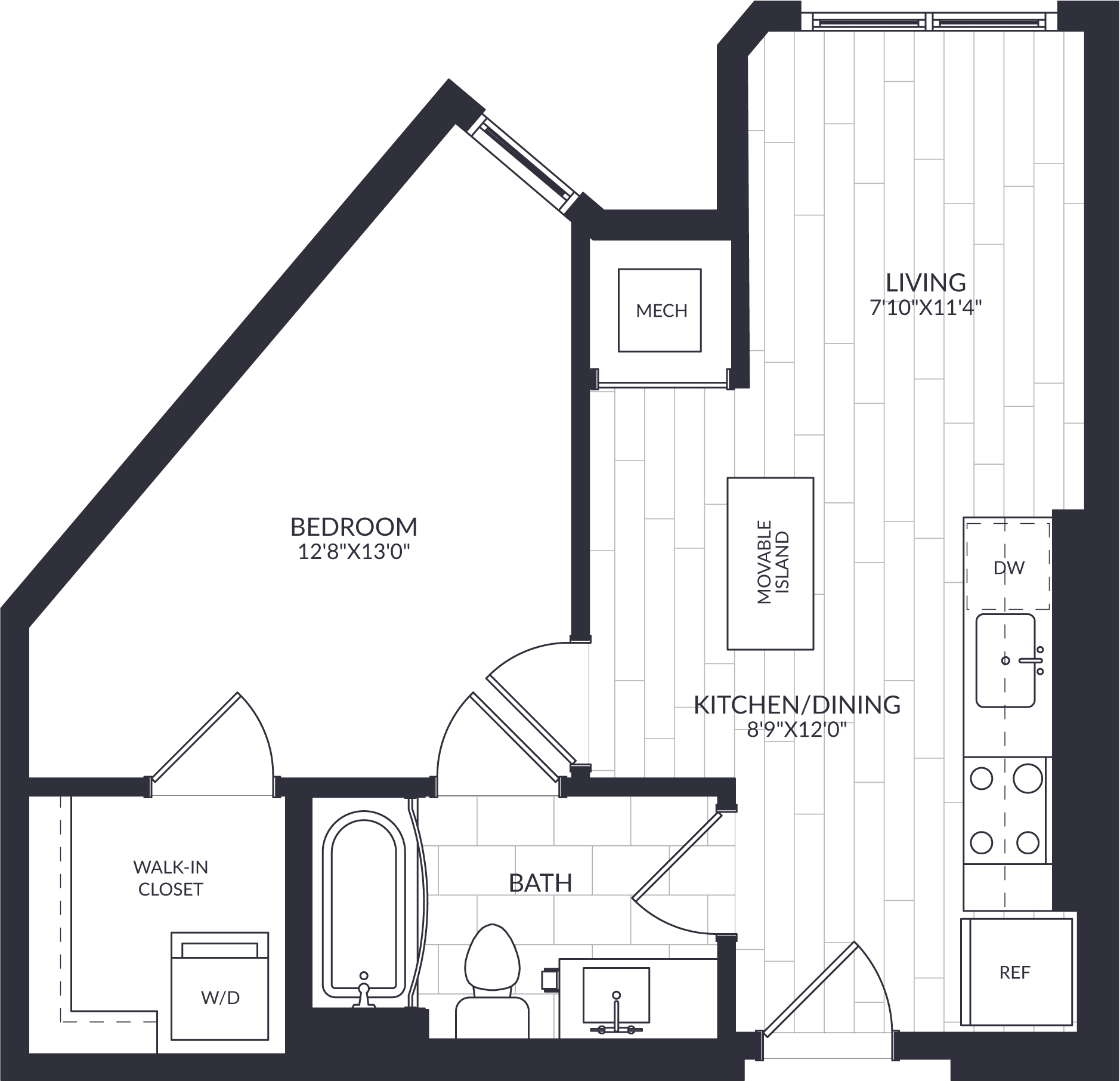 1 Bed/1 Bath-A1-3-5 floor plan