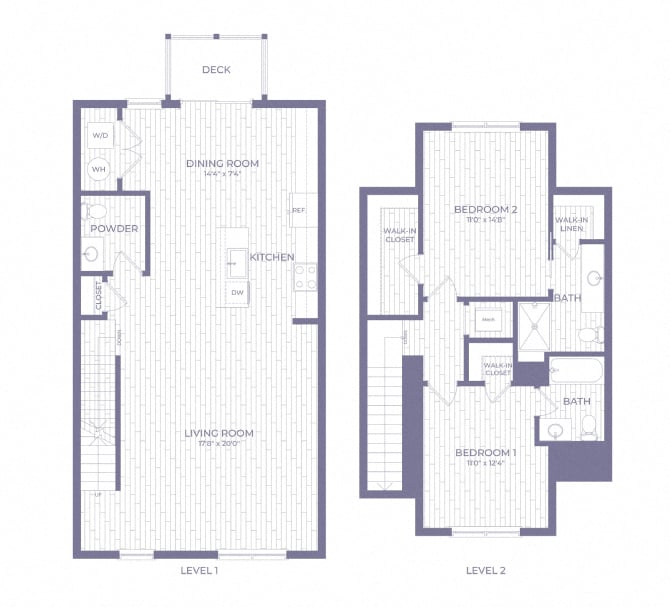 TB1 | 2 Bed | 2.5 Bath floor plan