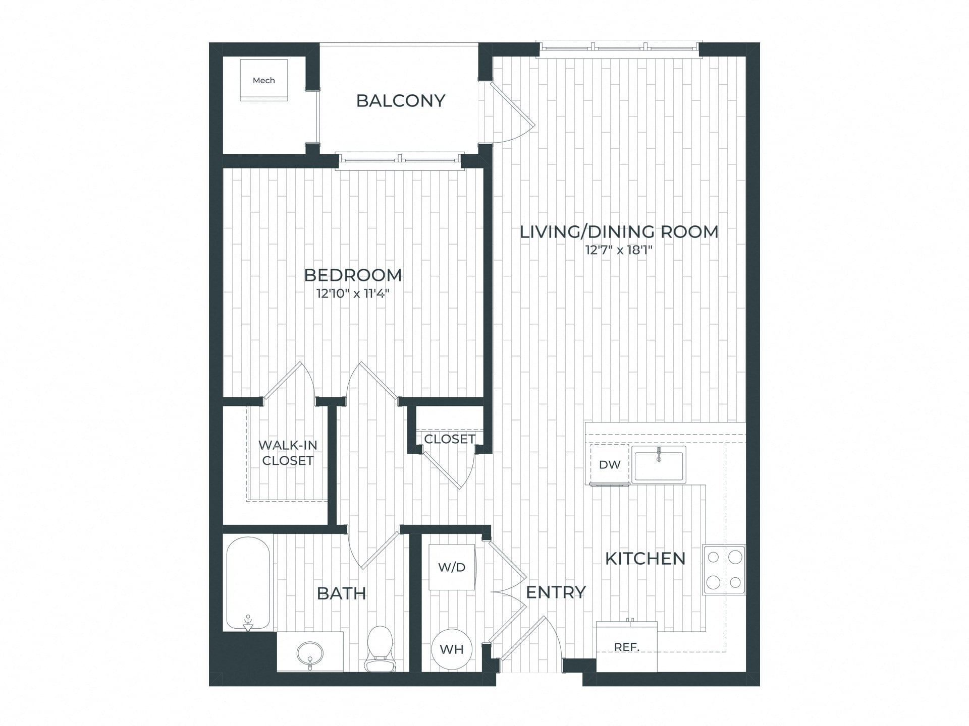 A3-A | 1 Bed | 1 Bath floor plan