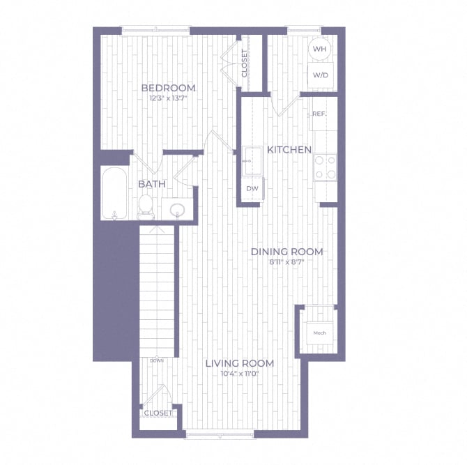 TA2 | 1 Bed | 1 Bath floor plan
