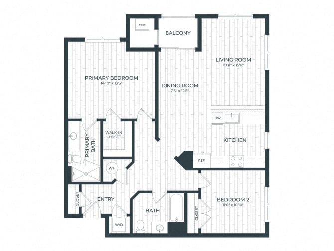 B6 | 2 Bed | 2 Bath floor plan