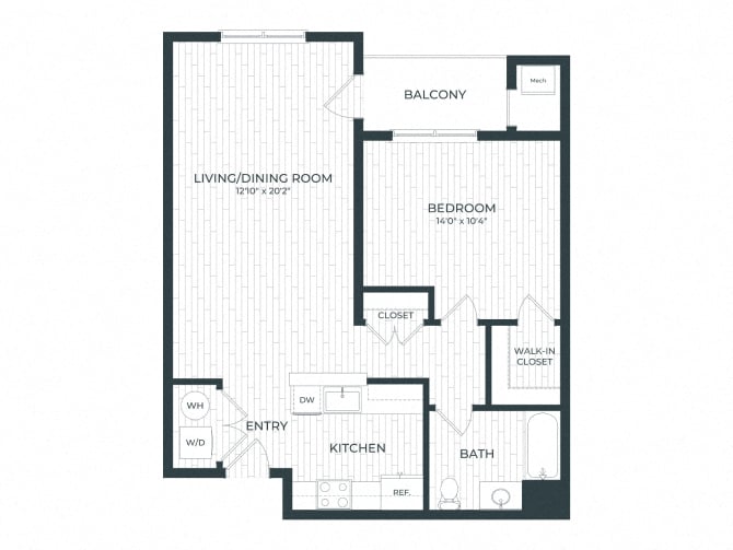A2 | 1 Bed | 1 Bath floor plan