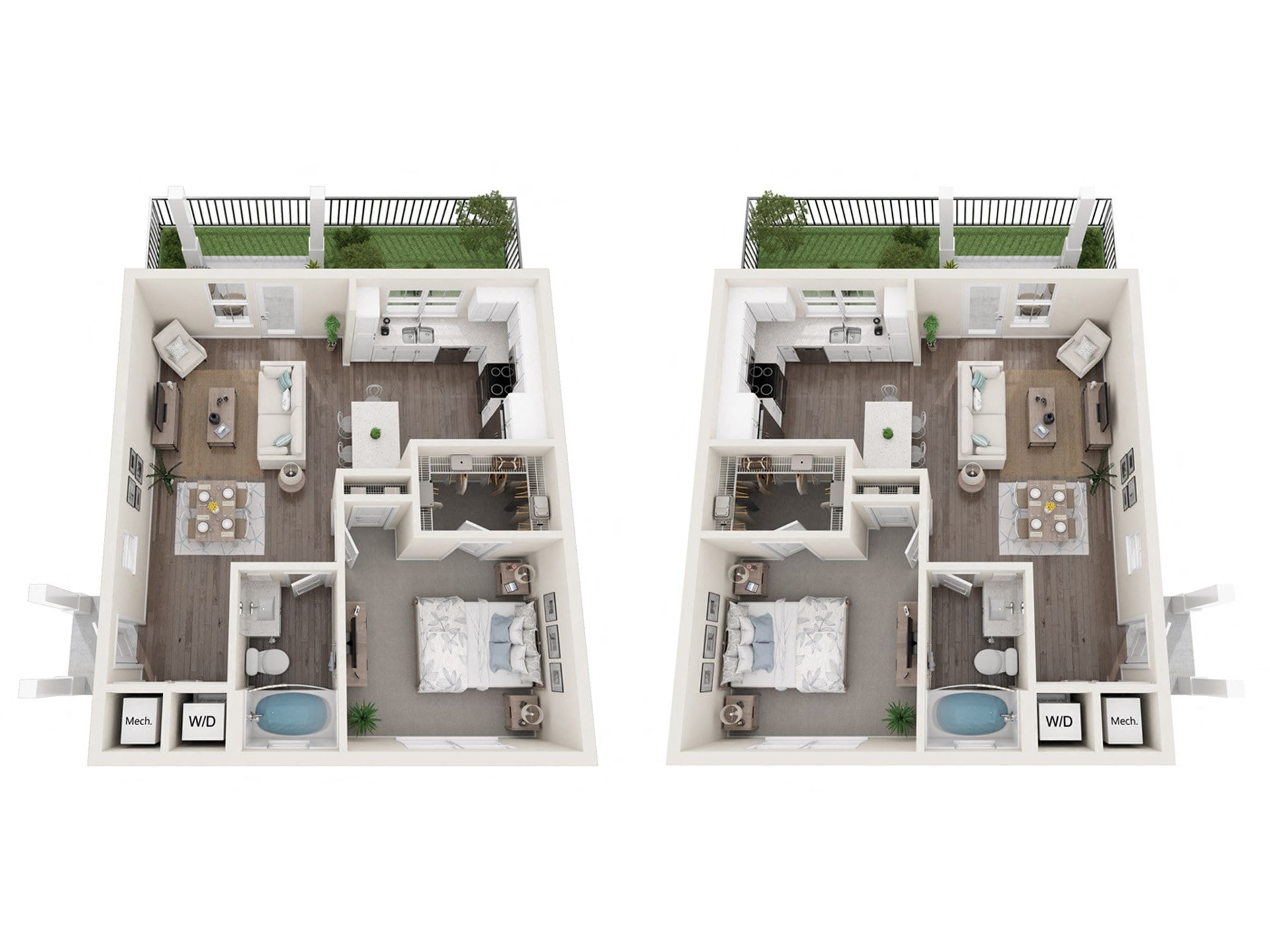 1x1 Duplex floor plan