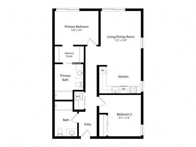 2BR-A floor plan