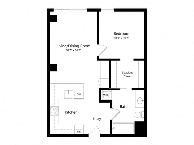 1BR-A floor plan