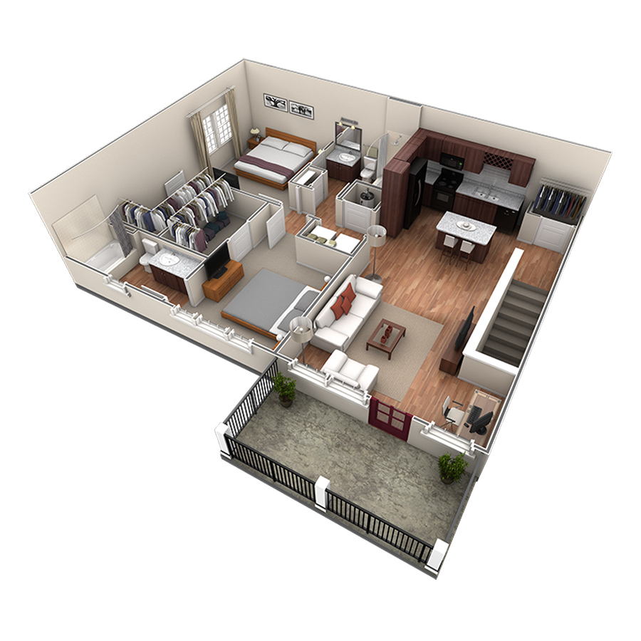 2 BR Designer Overlook floor plan
