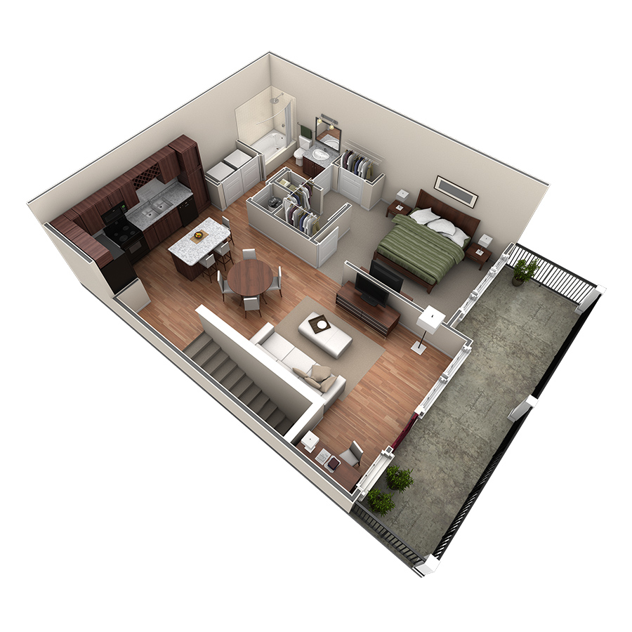 1 BR Designer Overlook floor plan