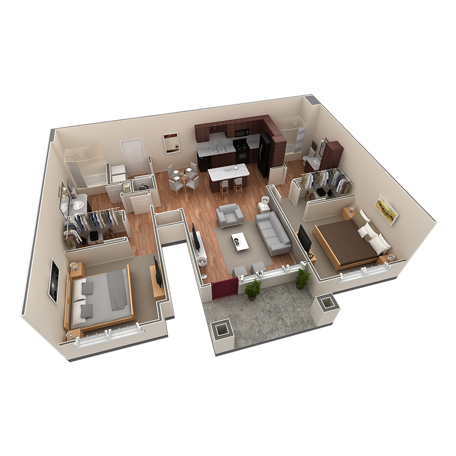 2 BR Grand Courtyard Garage floor plan