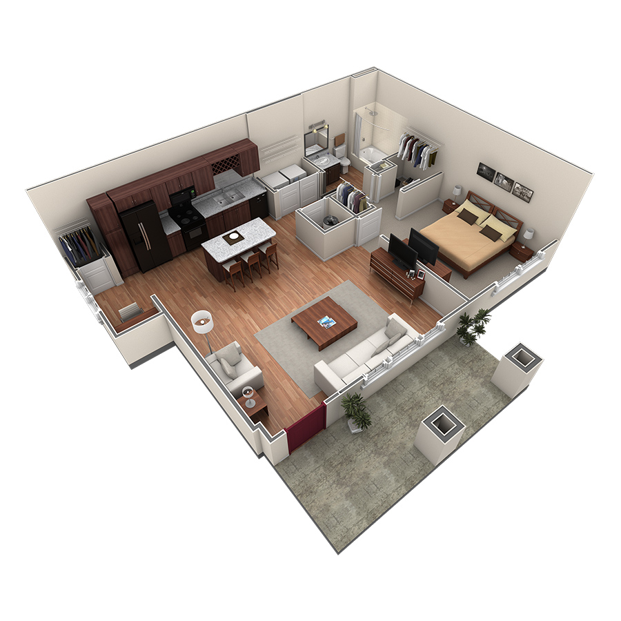 1 BR Grand Courtyard floor plan