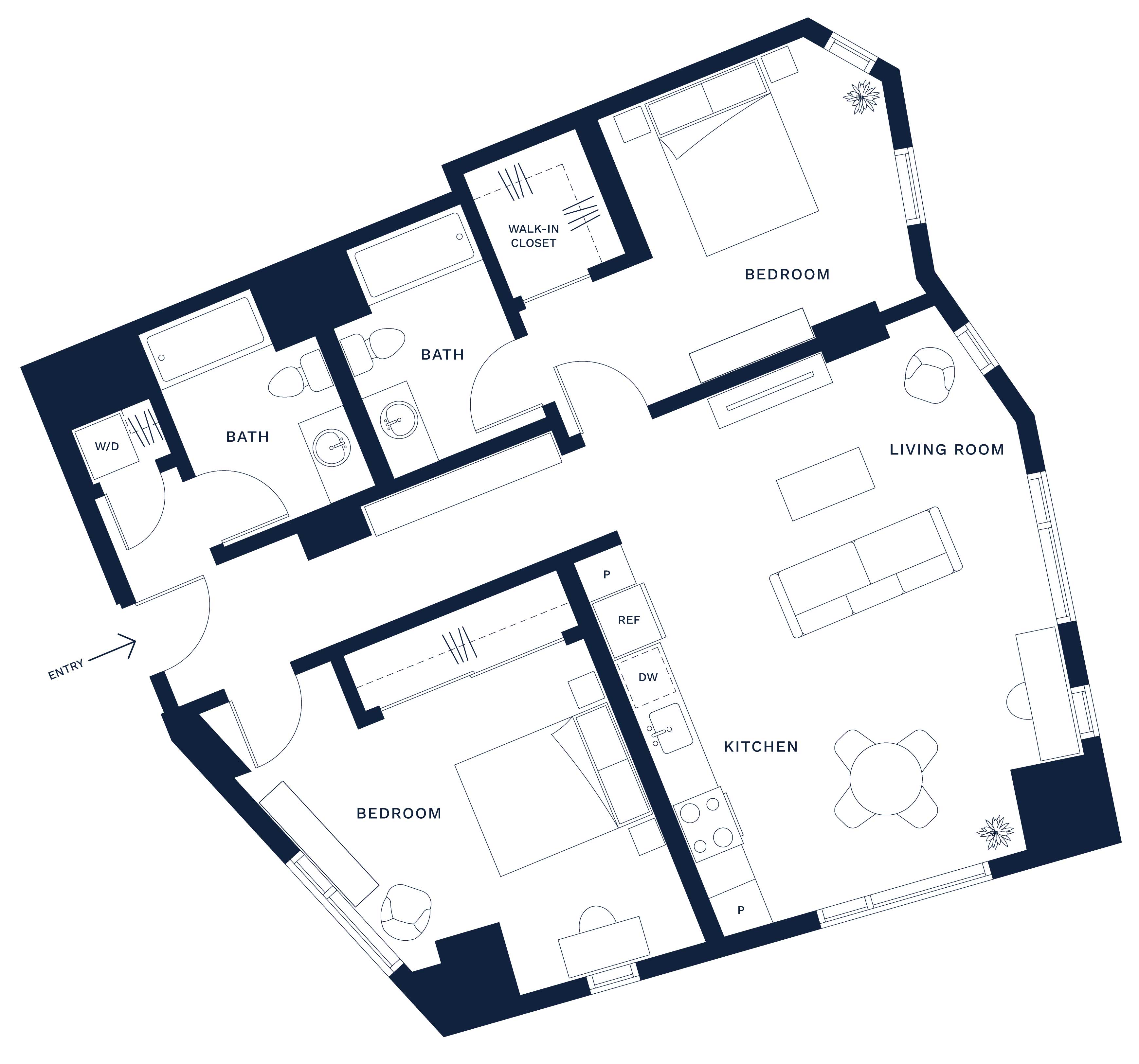 2 Bed/2 Bath-J floor plan