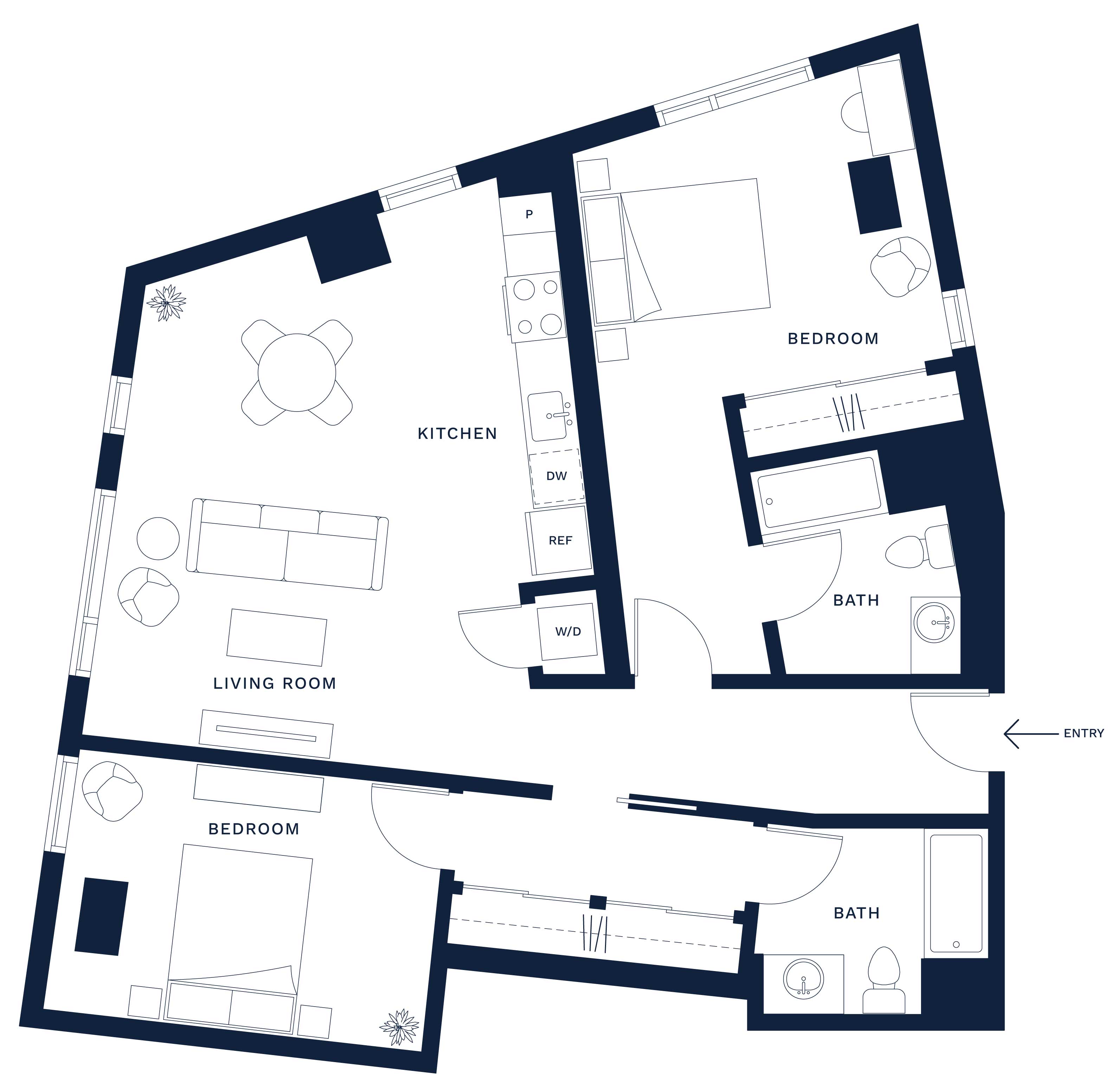 2 Bed/2 Bath-H floor plan