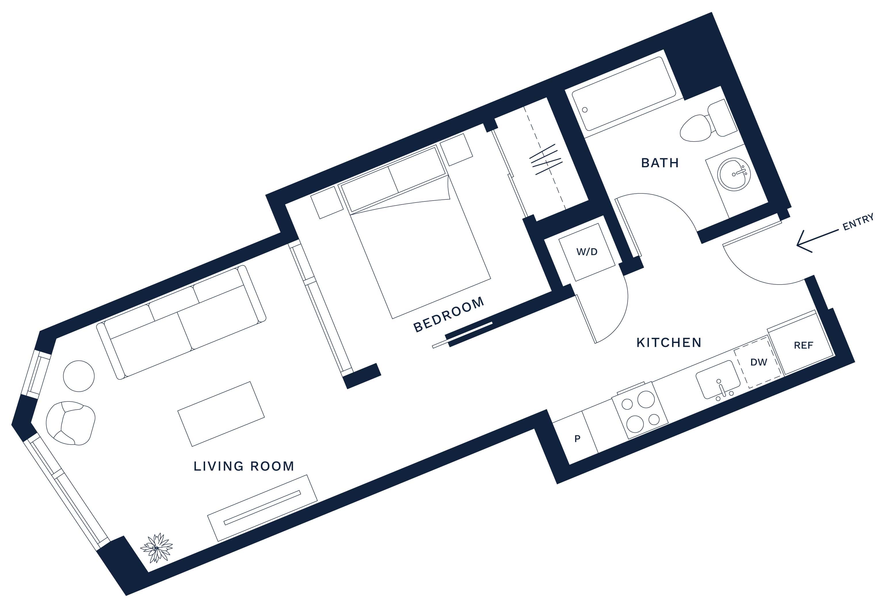 1 Bed/1 Bath-A floor plan