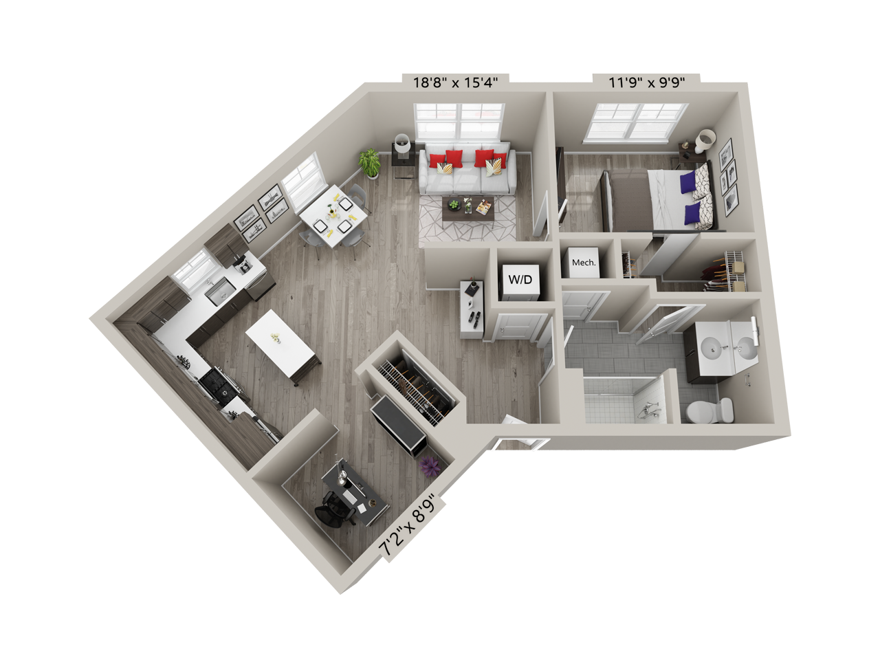 1 Bed/1 Bath Den-B9 floor plan