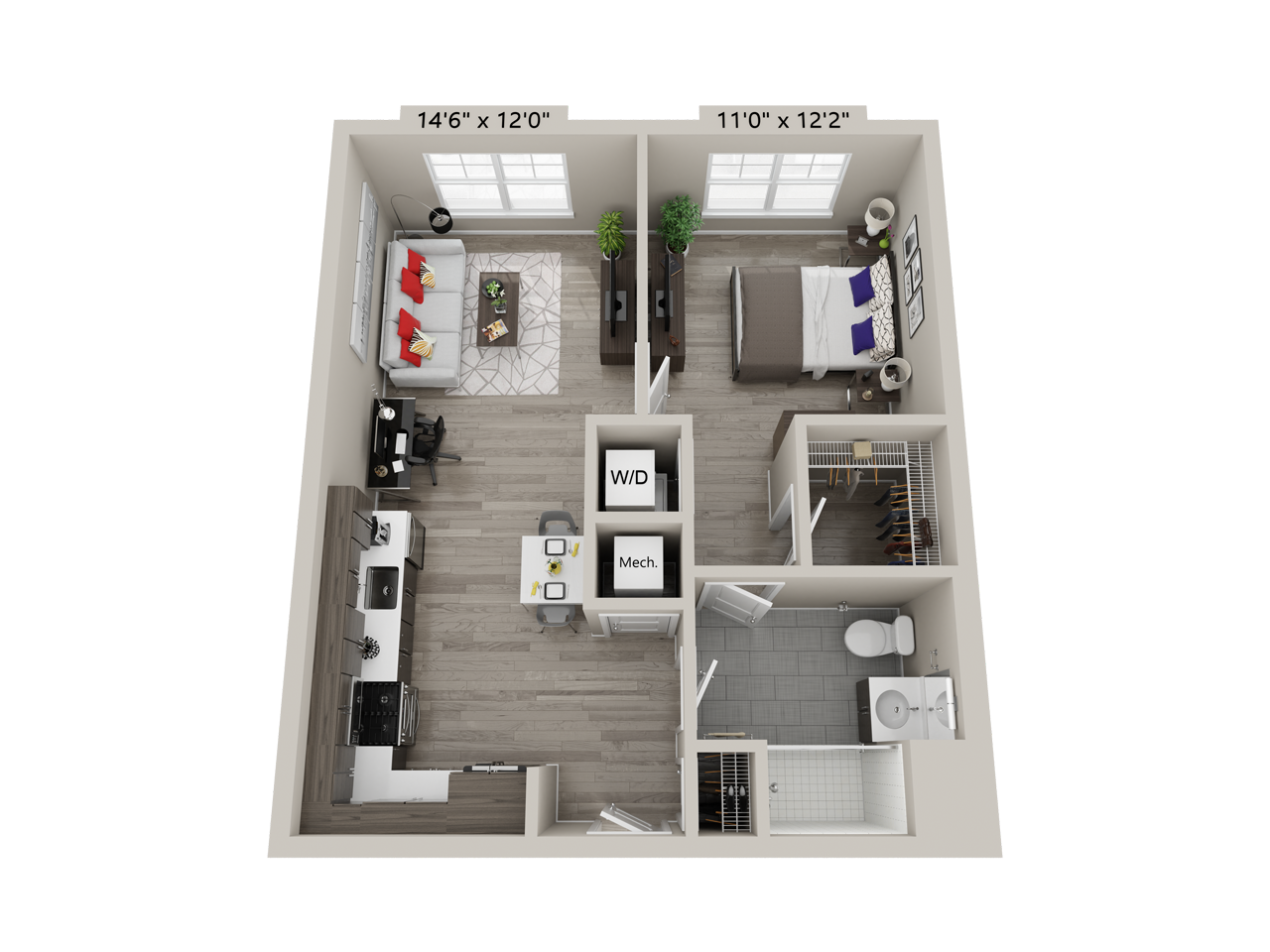1 Bed/1 Bath-B4 floor plan