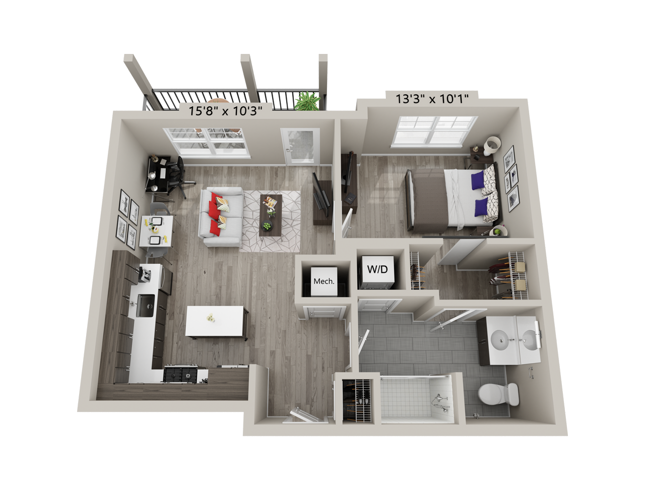 1 Bed/1 Bath-B3 floor plan