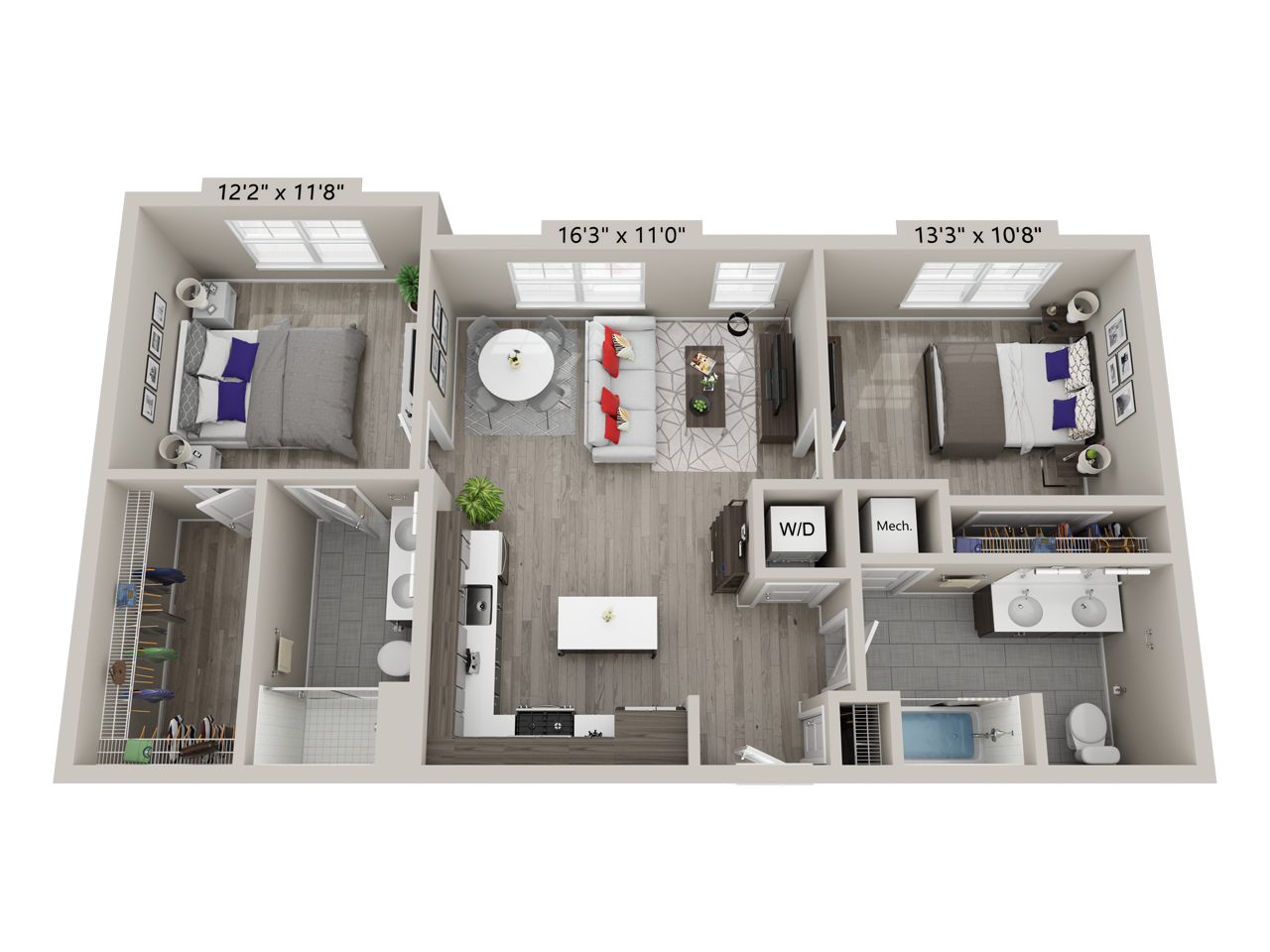 2 Bed/2 Bath-C2 floor plan