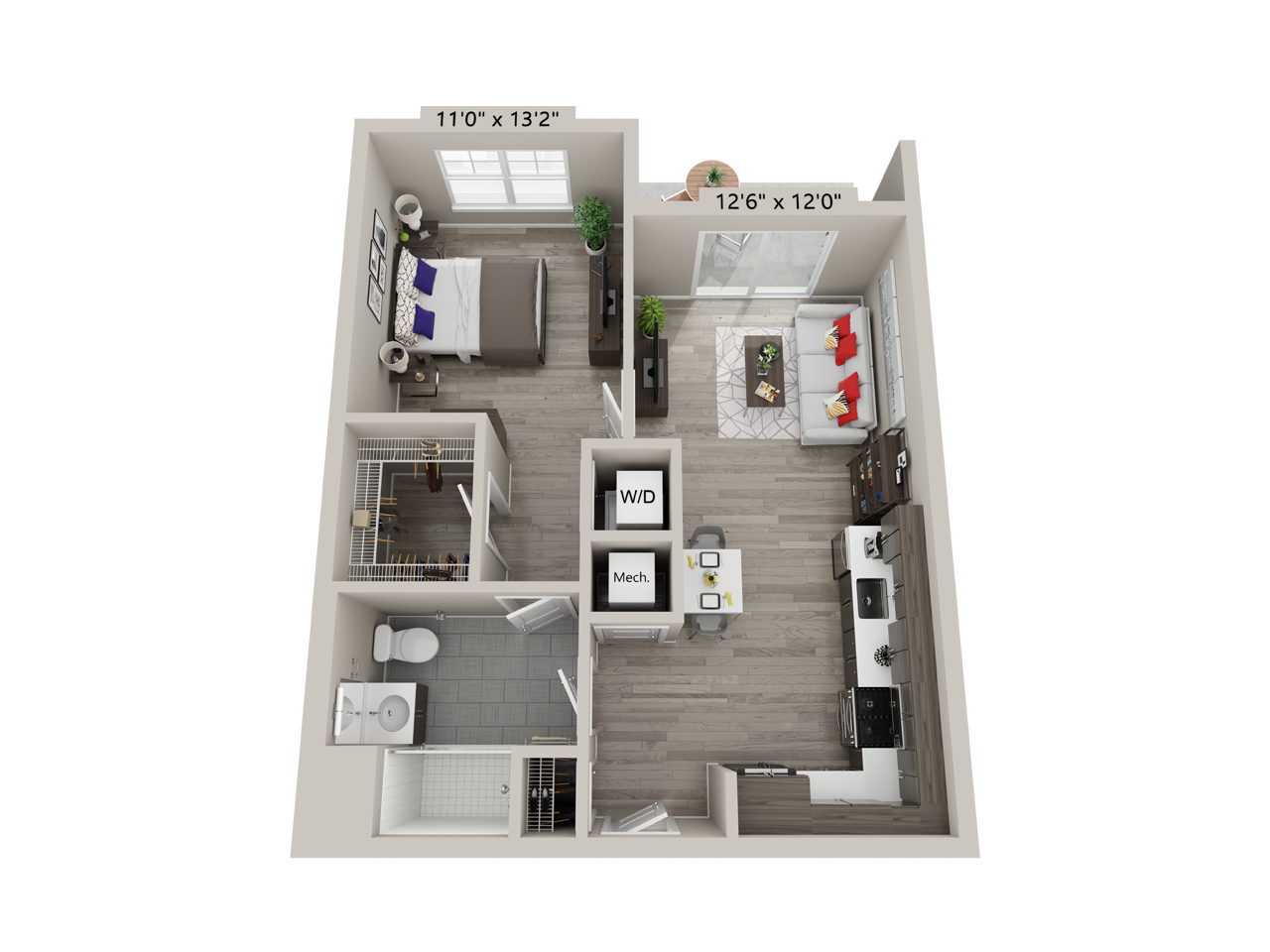 1 Bed/1 Bath-B6 floor plan