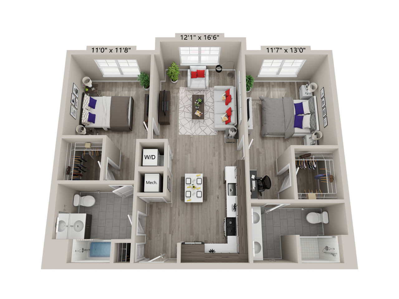 2 Bed/2 Bath-C6 floor plan